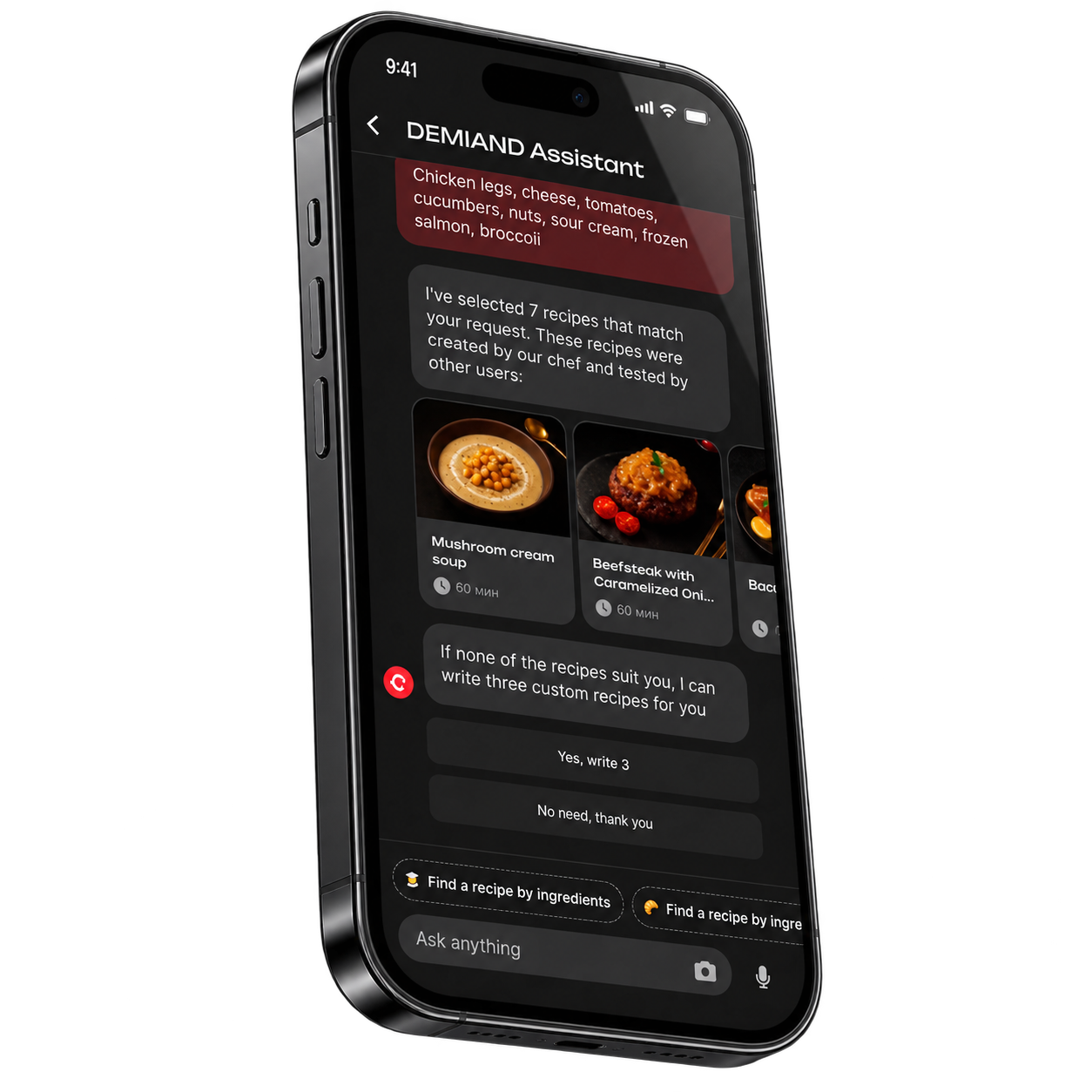 DEMIAND Assistant recipe conversation