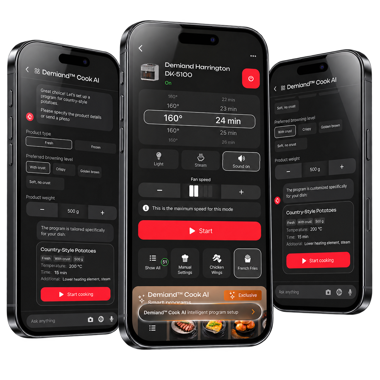 Country-style potatoes AI personalized cooking setup